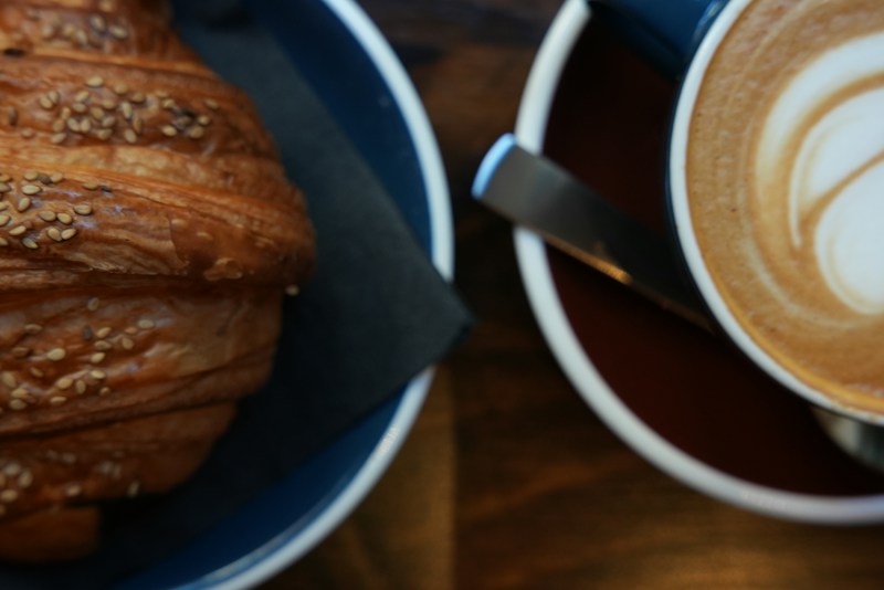 Latte on a wooden table